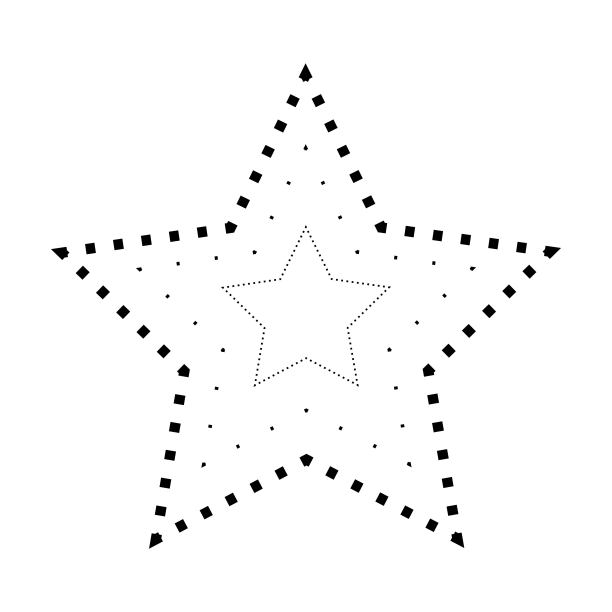 描摹星形折线元素适用于学前、幼儿园和蒙台梭利儿童的预写、绘画和切割练习活动图片下载
