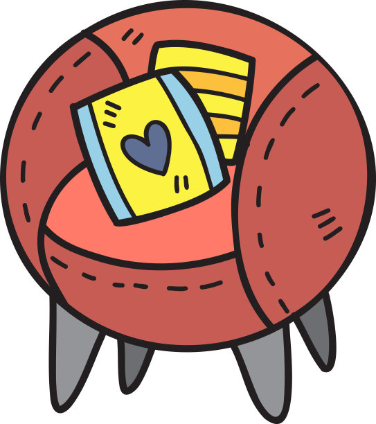 手绘扶手椅和心形枕头插画图片下载