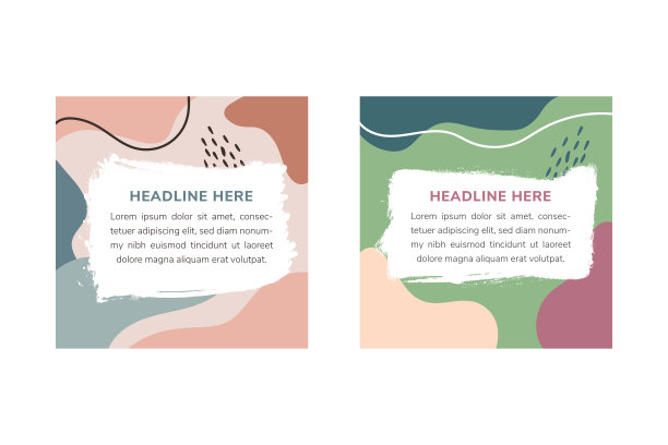 手绘社交媒体横幅，抽象几何设计，粉红色，棕色，绿色，蓝色和裸色图片下载