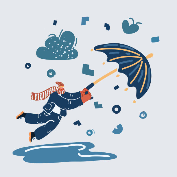 矢量插图的形象的人拿着伞和飞行图片下载