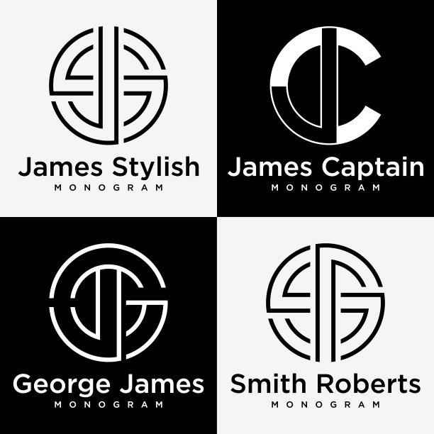 字母JS JC JG SR字母字母现代风格优雅奢华图标符号品牌身份设计矢量图片下载