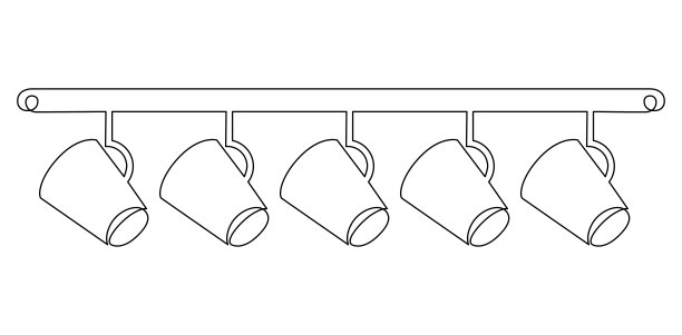 挂着杯子的架子。厨房interier。连续线图插图图片下载