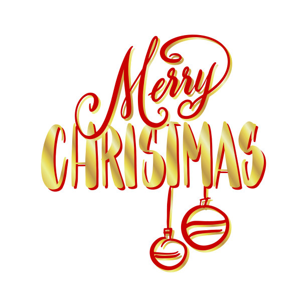 手写的圣诞问候，现代节日书法在金色和红色的白色。假日季设计元素插画。图片下载