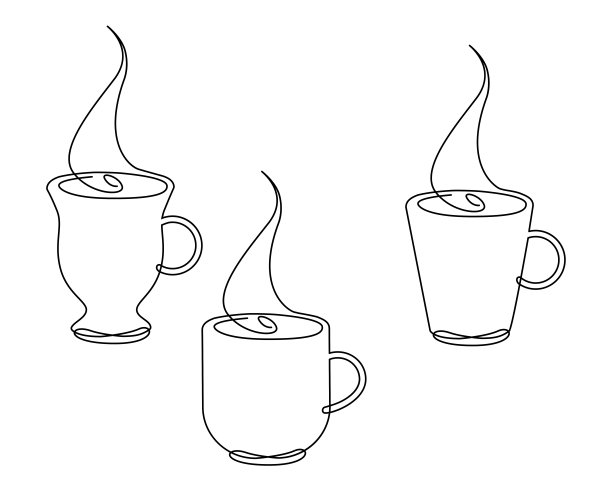 一杯加热饮。连续线图插图图片下载