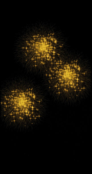 火花散与金色烟花(同时射击3次图片下载