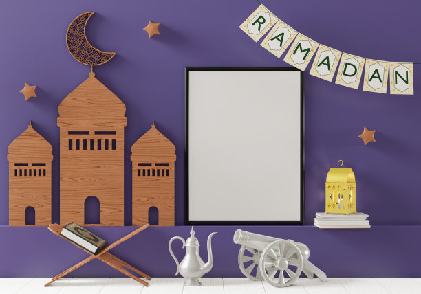 以穆斯林风格装饰的室内放松角落。图片下载