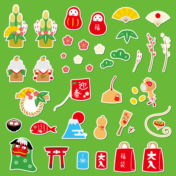 新年图标贴纸套装图片下载