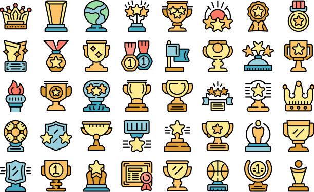 奖项奖杯图标设置平坦图片下载