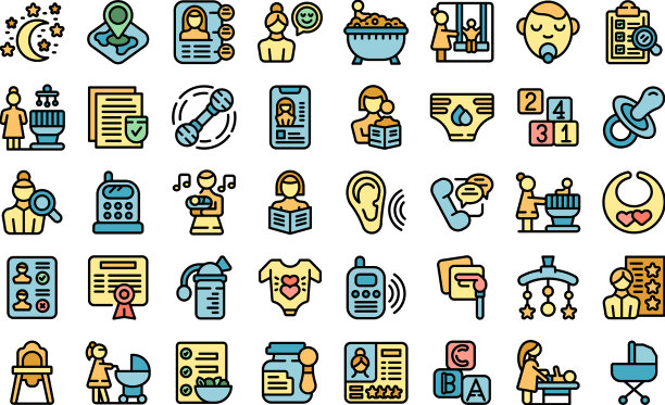 保姆服务图标设置平坦图片下载