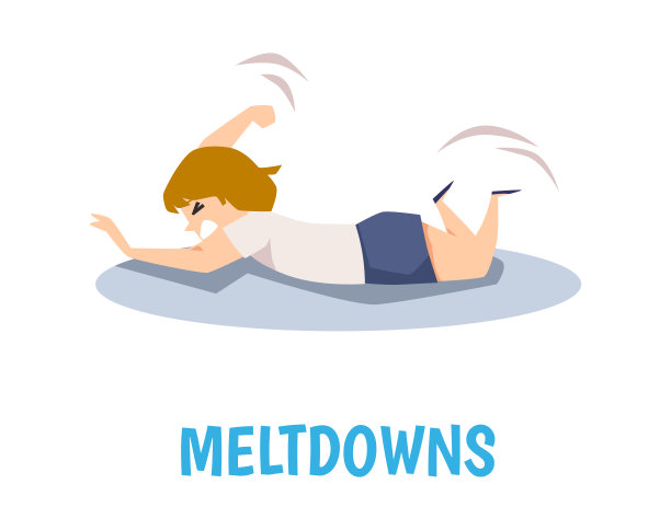 小女孩用手拍打地板的扁平风格，矢量插画图片下载