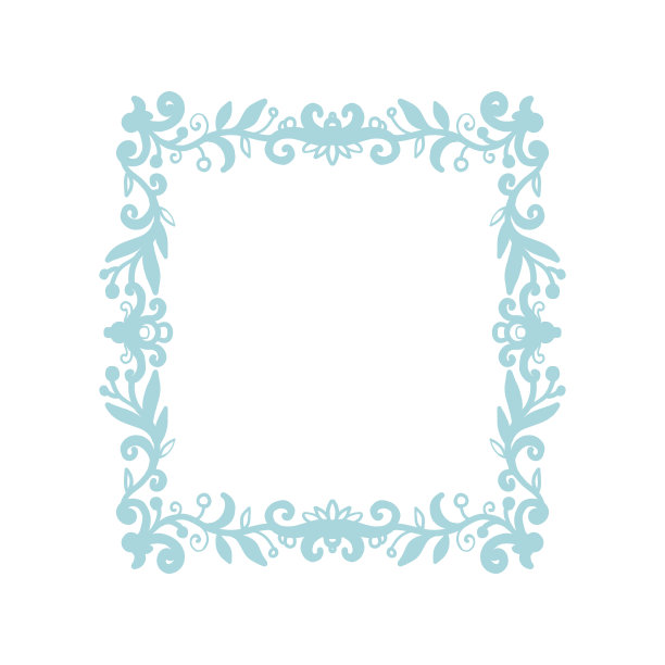 方形框架模板与花卉装饰图片下载