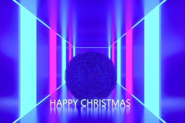 圣诞装饰霓虹灯隧道走廊背景图片下载