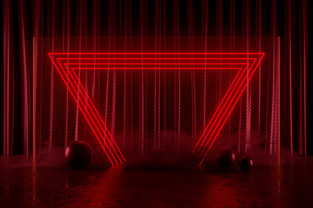 红色霓虹灯闪烁幕展背景圣诞新年概念图片下载