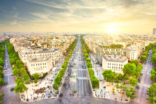 香榭丽舍日出图片下载