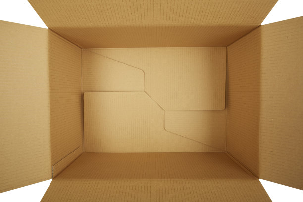 空纸箱与顶视图隔离。图片下载