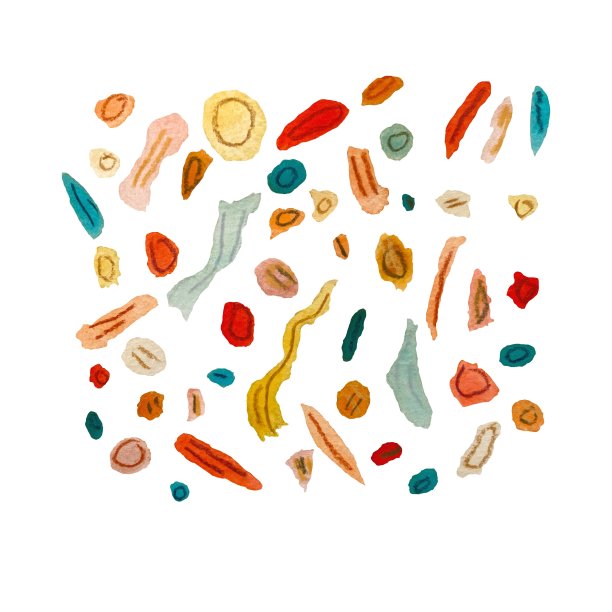 彩纸红蓝绿质感出生水彩画图片下载