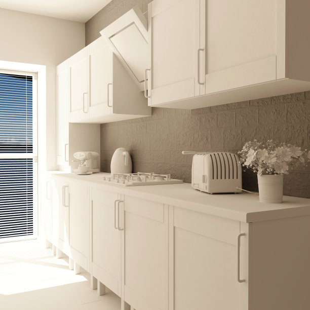 3D现代厨房渲染图片下载