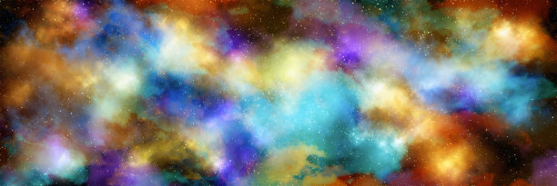 太空背景与星尘和闪亮的星星。逼真的宇宙和彩色星云。色彩斑斓的星系。三维演示图片下载