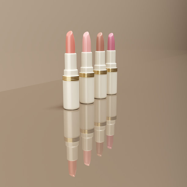 3D渲染特写口红设置在光滑的地板上图片下载