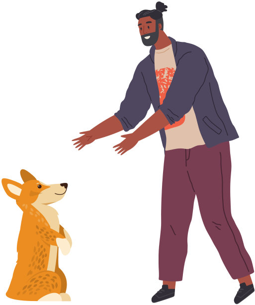 宠物主人和照顾家的狗玩图片下载