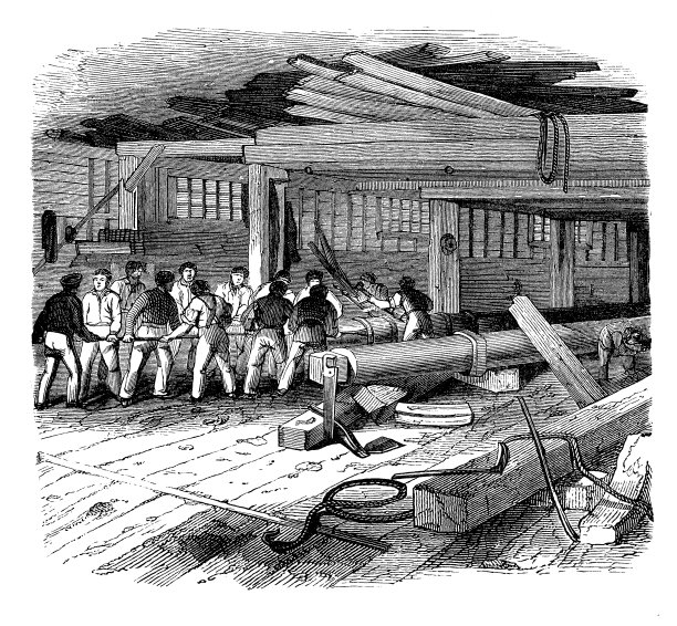 海军木材场，在建造船只的不同部位工作:建造桅杆图片下载