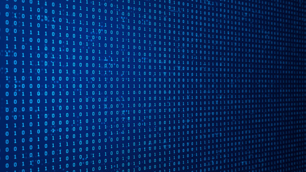 在蓝色背景上运行二进制代码的说明图片下载