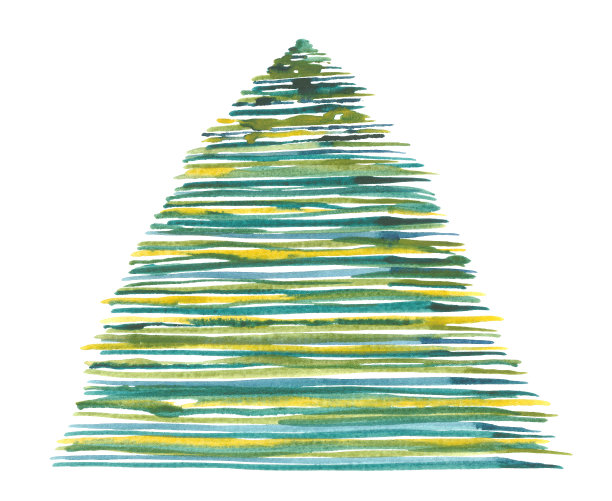 水彩树。夏季植物枝。美丽的植物插图。草图图片下载