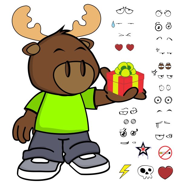 礼物驼鹿孩子人物卡通表情集图片下载
