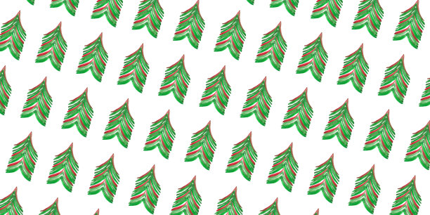 绿色水彩树图案。夏季植物背景。美丽的插图图片下载