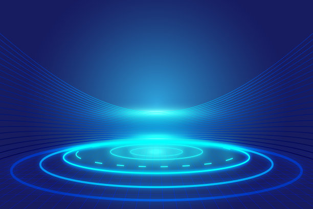 蓝色现代圆形夜光展台展示了展览空间的背景图片下载