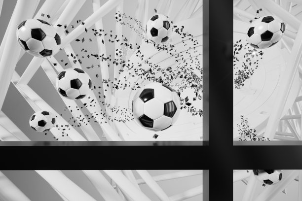 3d足球物体设计。现实的呈现。抽象的未来主义背景。3 d演示。运动几何概念。体育竞赛图形。锦标赛游戏投注内容。足球元素。图片下载
