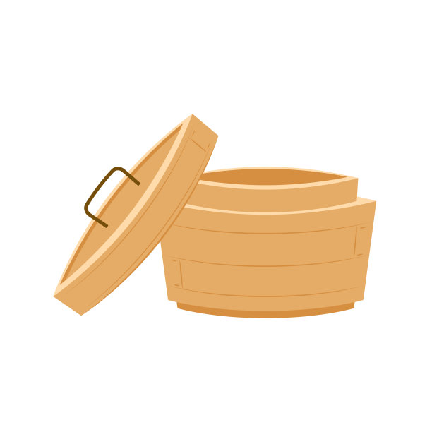 中国竹蒸笼篮子矢量孤立在白色背景。图片下载