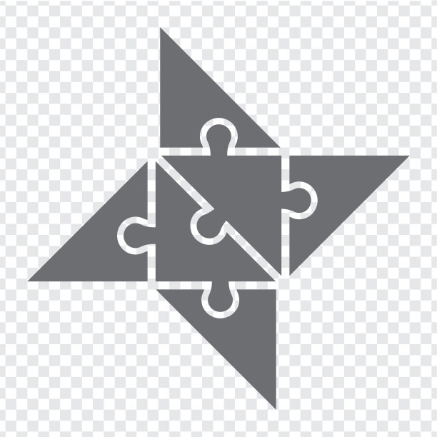 灰色的简单图标多边形谜题。简单的图标拼图的六个元素透明的背景为您的网站设计，应用程序，用户界面。EPS10。图片下载
