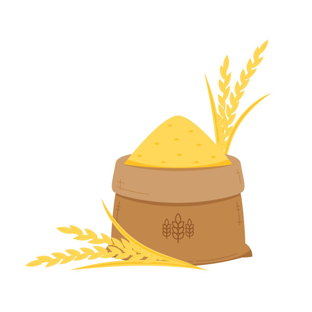 米袋卡通矢量。大米的袋子。的象征。水稻向量。图片下载
