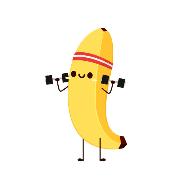香蕉卡通向量。可爱的水果矢量字符集孤立在白色上。图片下载