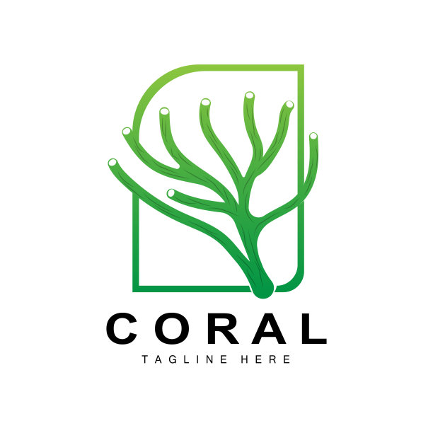 珊瑚标志，海洋植物的地方海洋动物，海洋矢量，海藻图标图片下载