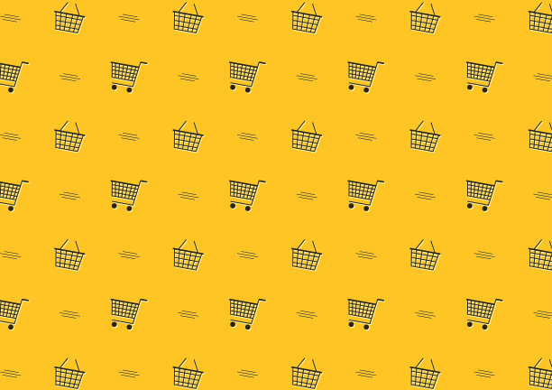 推车和篮子符号图案墙纸。车的象征。Cart符号向量。背景。图片下载