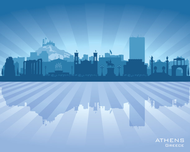 希腊雅典城市的轮廓图片下载