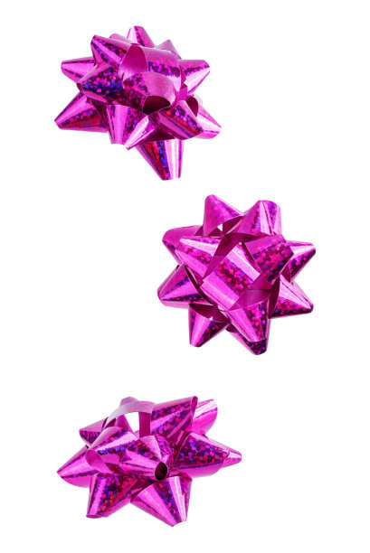 节日多色缎带蝴蝶结白色孤立的背景图片下载