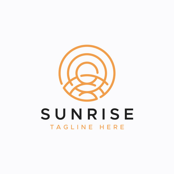 日出抽象圆形状简单徽章标志自然概念。图片下载