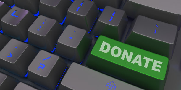 黑色键盘与绿色捐赠按钮3d渲染图像图片下载
