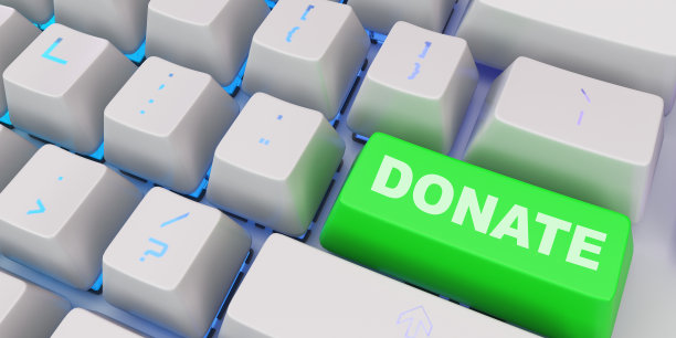 白色键盘与绿色捐赠按钮3d渲染图像图片下载