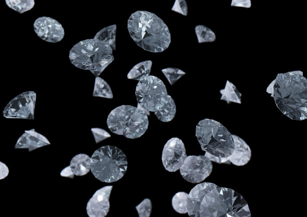 黑色背景上落下的宝石。3d渲染插图图片下载