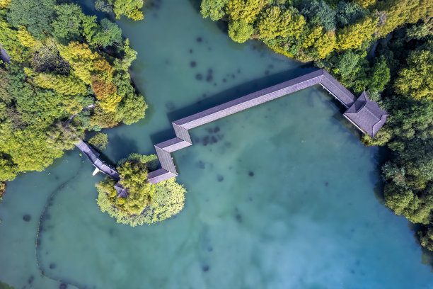 杭州西湖中国园景观航拍图片下载