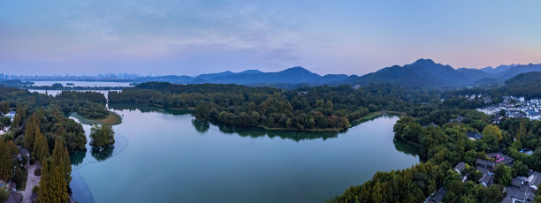 航拍杭州西湖古典园林景观图片下载