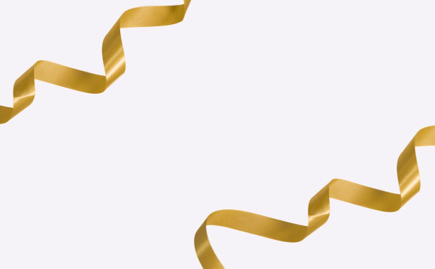 金色riboon bow用于装饰圣诞，新年，周年纪念，卡片或生日白色背景。图片下载