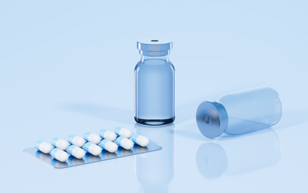 实验室里的疫苗和安瓿，3d渲染。图片下载