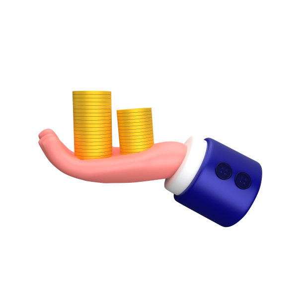 商人拿着硬币堆手势3d插画图片下载