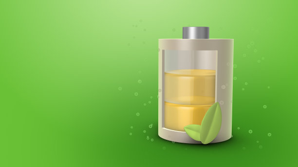 绿色树叶符号的绿色锂离子电池充电动画图片下载