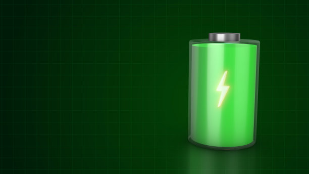 电池充电动画，改变颜色从红色到绿色与发光的电源图标图片下载